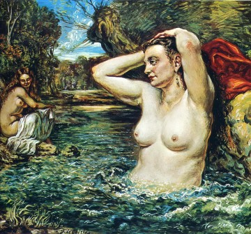 ジョルジョ・デ・キリコ Painting - ニンフたちの水浴び 1955 ジョルジョ・デ・キリコ 形而上学的シュルレアリスム